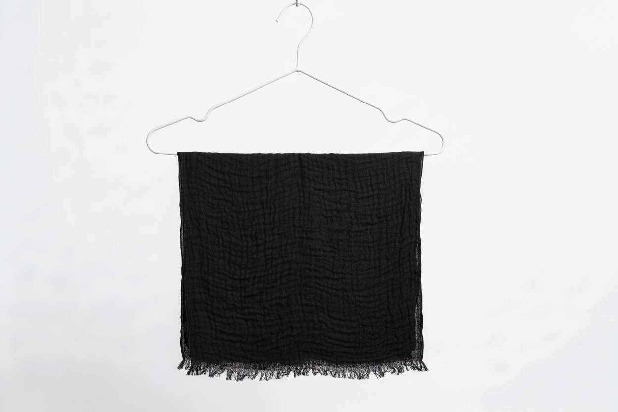 Crinkle Cotton Headwrap (Black)